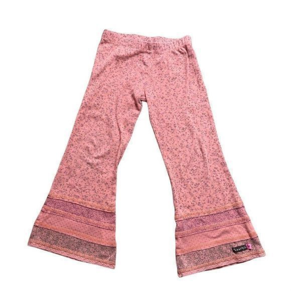 Naartjie Girl's 100% Cotton Mixed Pattern Flared Coral‎ Pants Size 4 Years